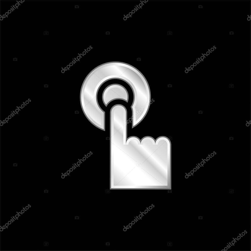 Alarm silver plated metallic icon