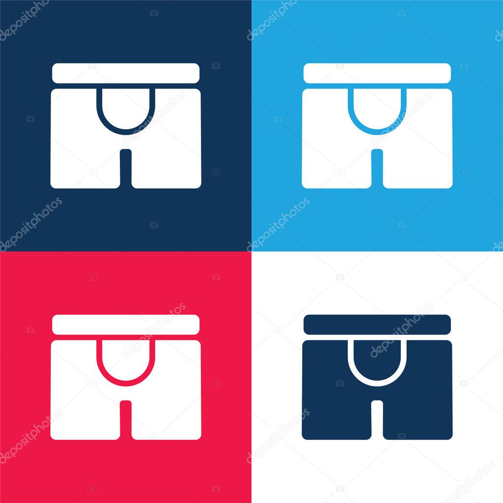 Boxers blue and red four color minimal icon set