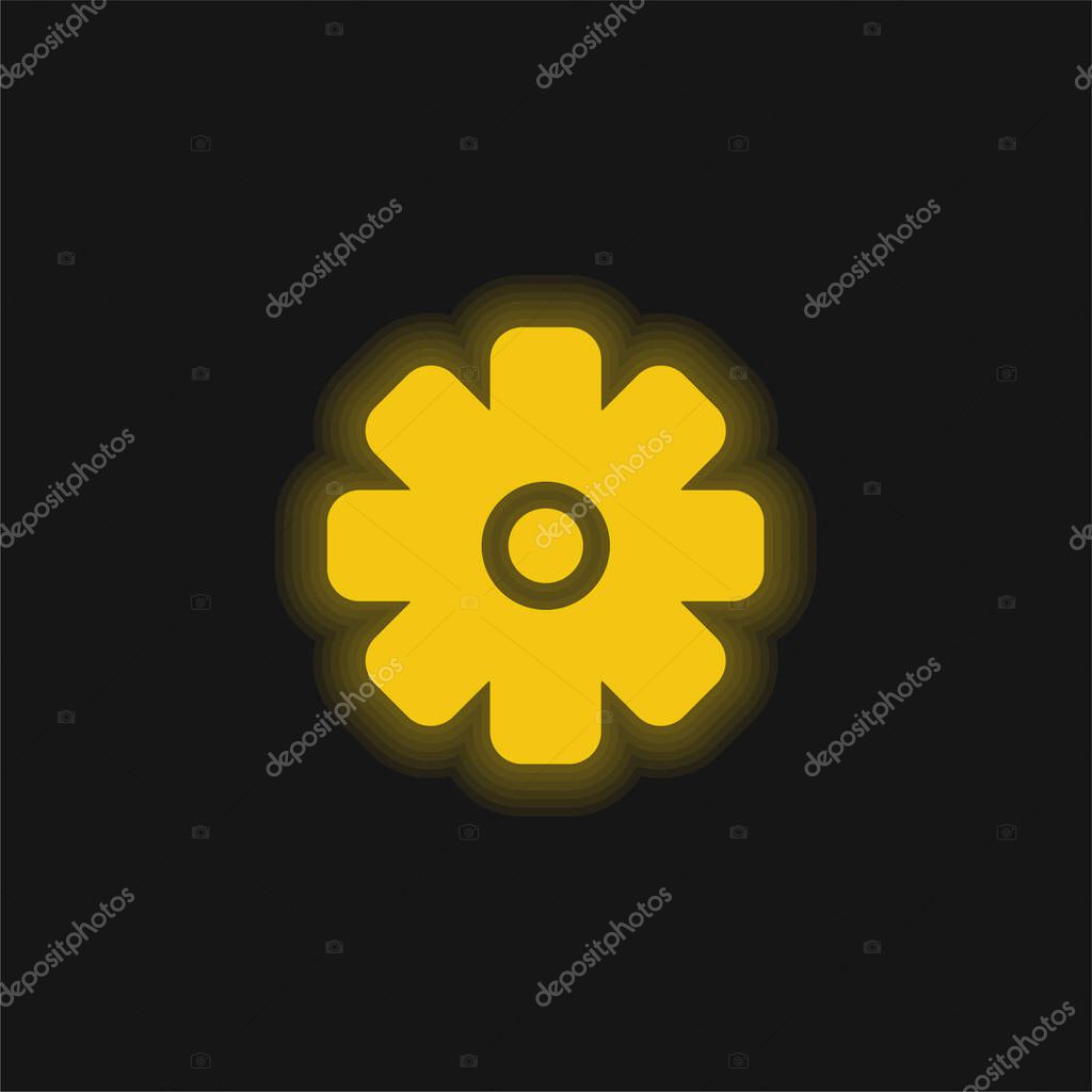 Big Cogwheel yellow glowing neon icon