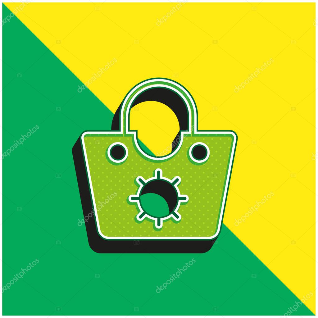 Bag Green and yellow modern 3d vector icon logo