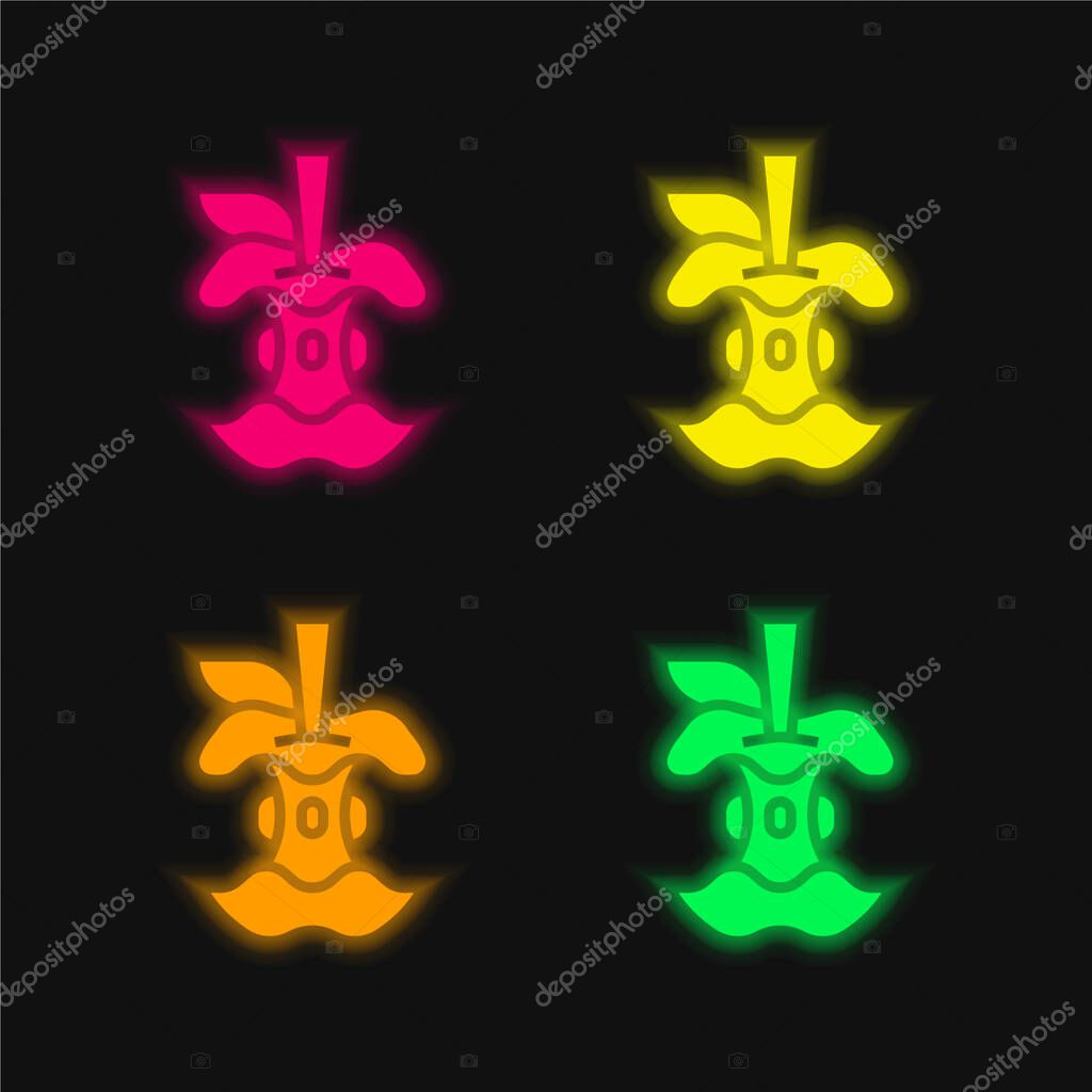 Apple four color glowing neon vector icon