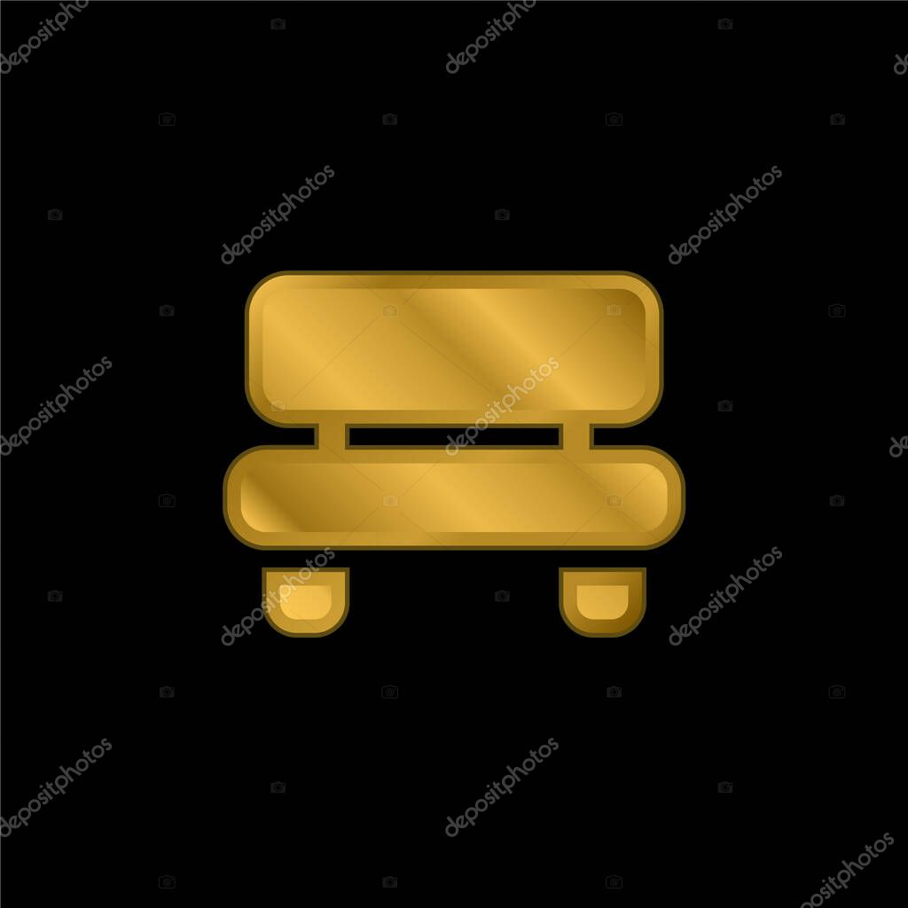 Bench gold plated metalic icon or logo vector