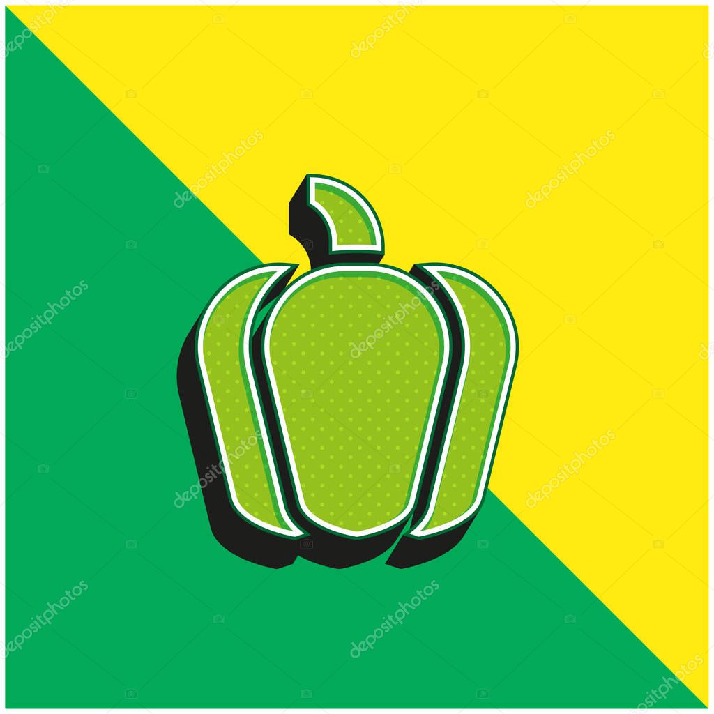 Bell Pepper Green and yellow modern 3d vector icon logo