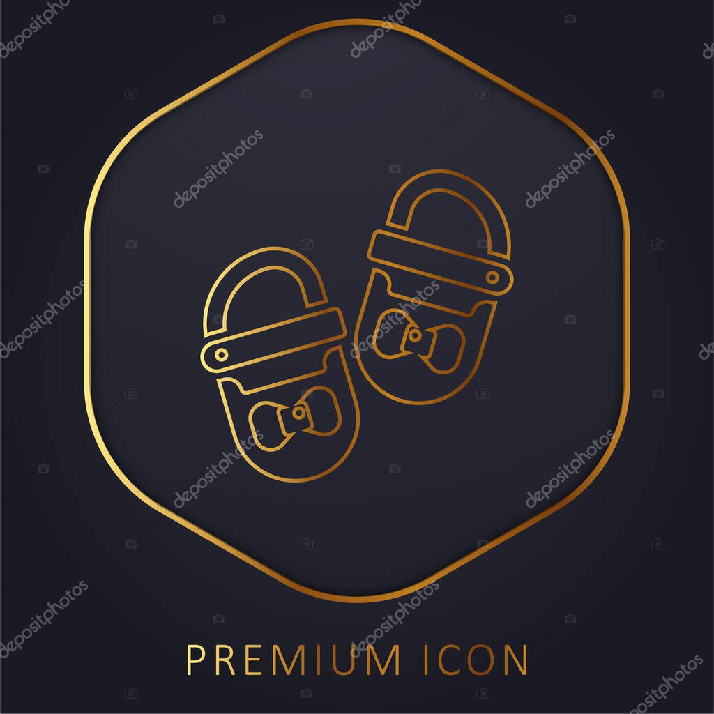 Baby Shoes golden line premium logo or icon