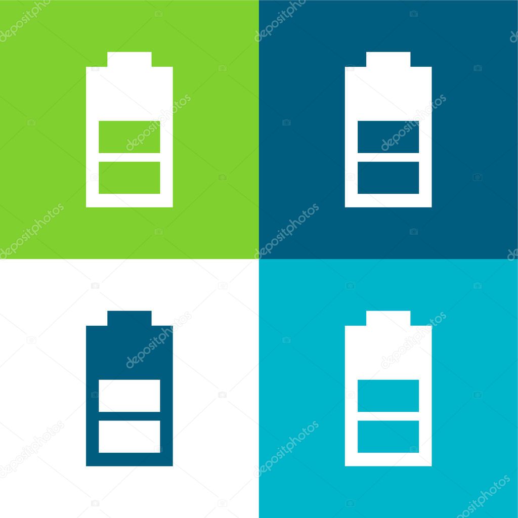 Battery With Half Charge Flat four color minimal icon set