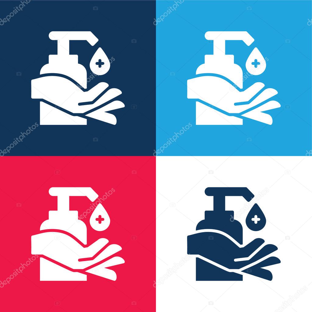 Alcohol blue and red four color minimal icon set