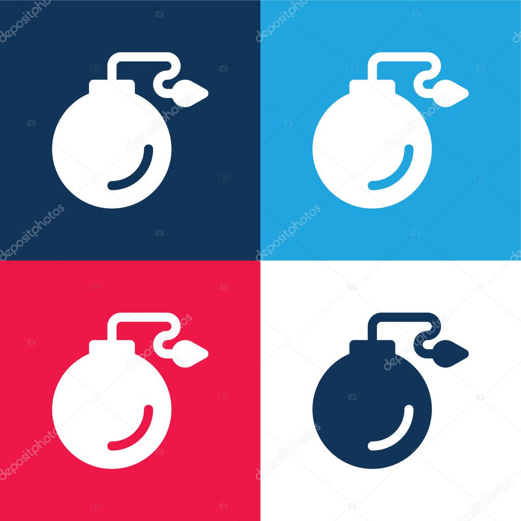 Bomb blue and red four color minimal icon set