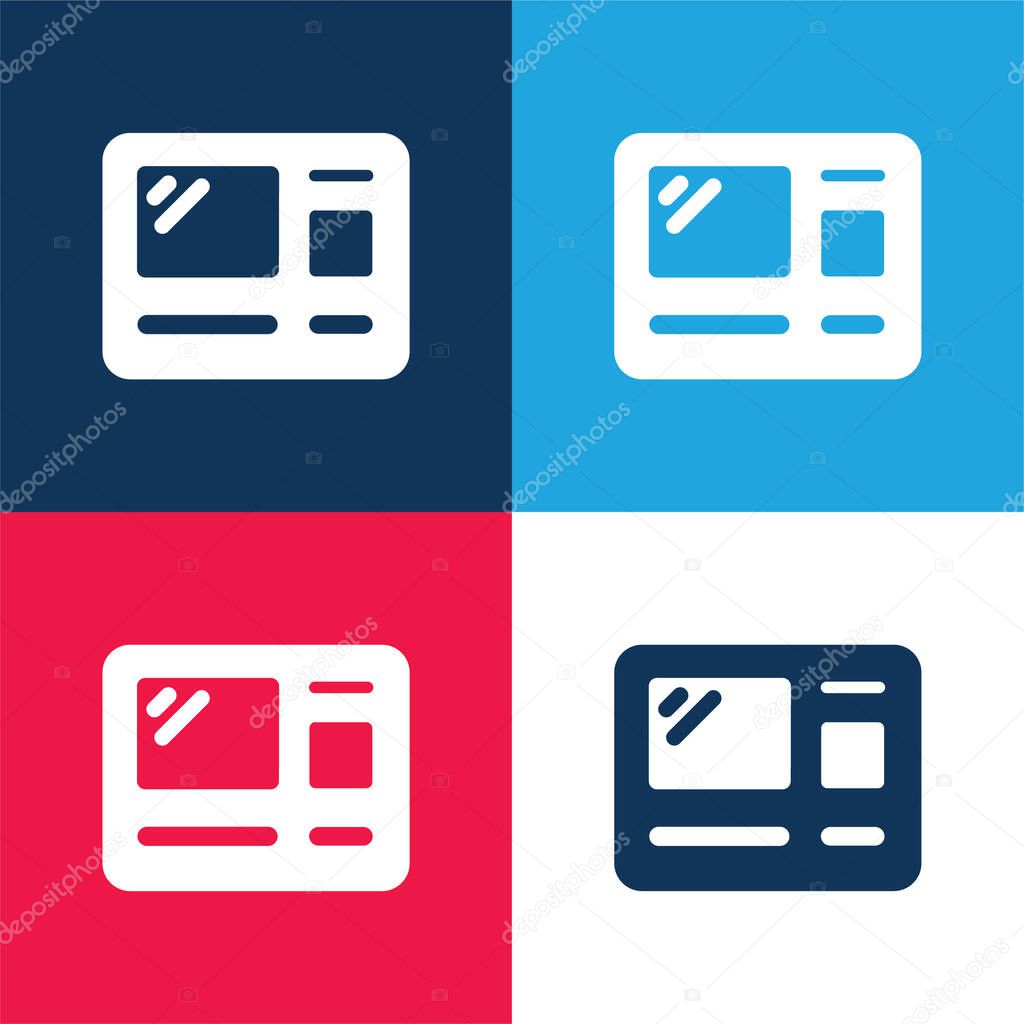 ATM Machine blue and red four color minimal icon set