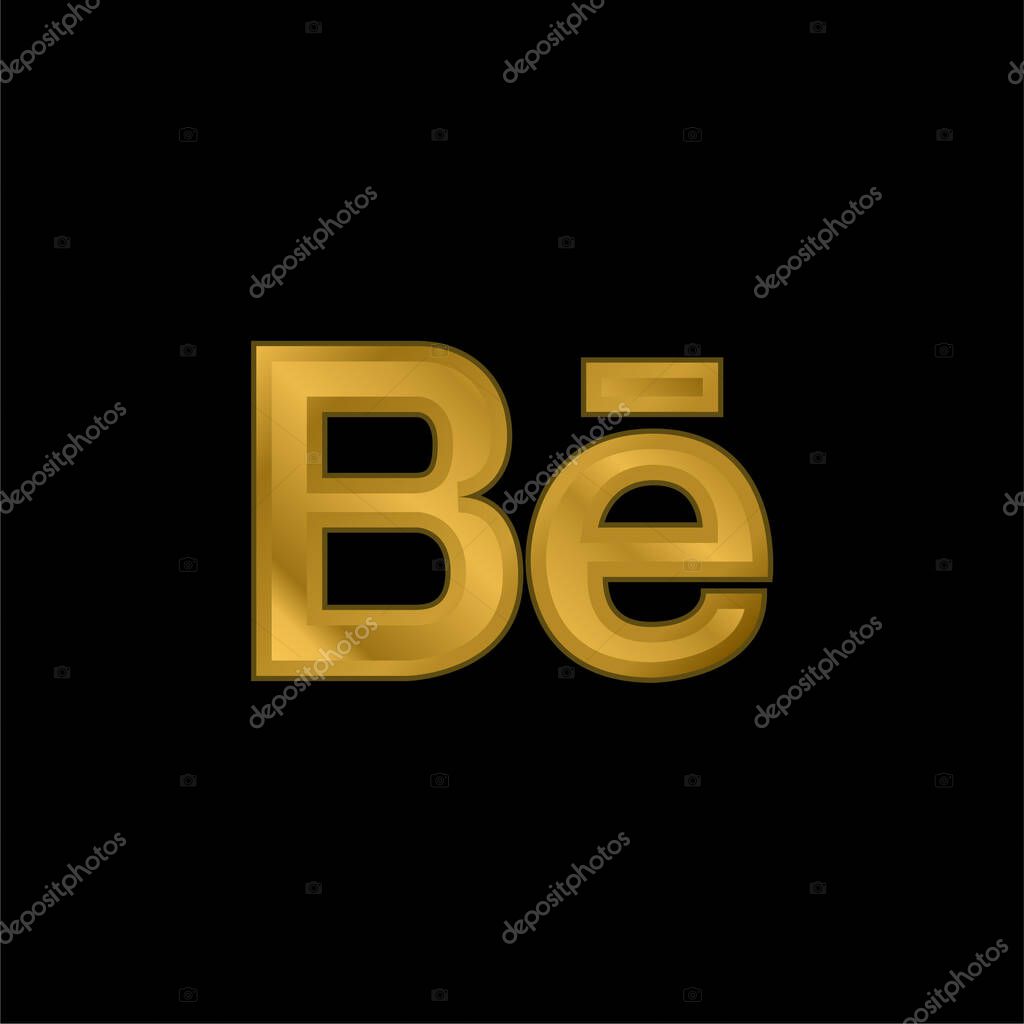 Behance Big Logo gold plated metalic icon or logo vector