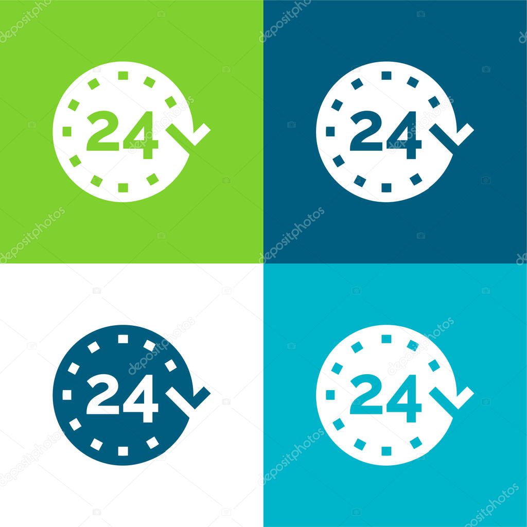 24 Hours Flat four color minimal icon set