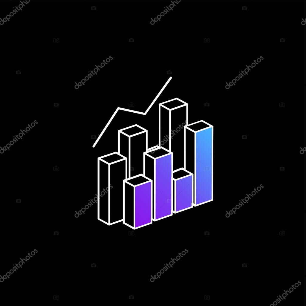 3d Data Analytics Dual Bars Graphic blue gradient vector icon