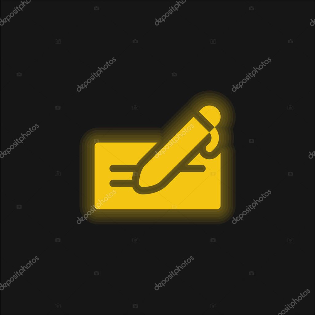 Agreement yellow glowing neon icon