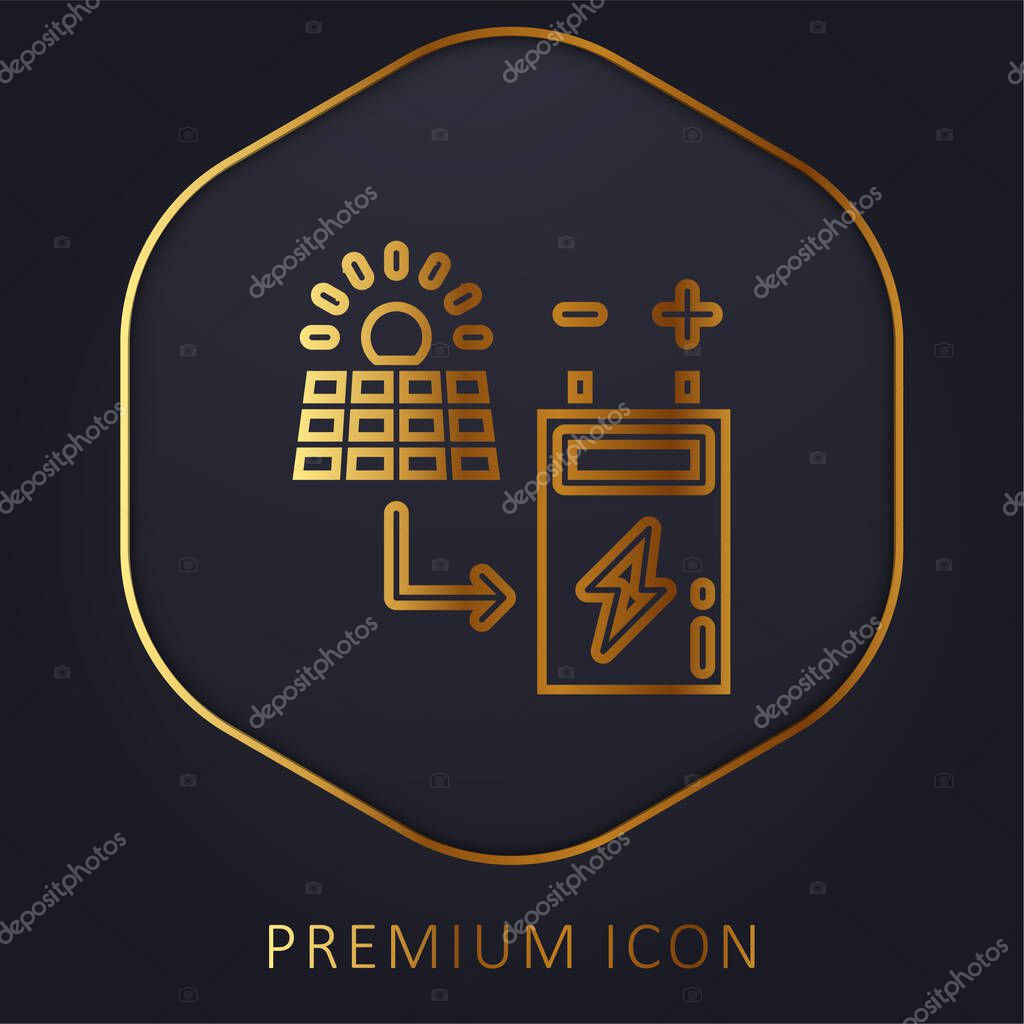 Battery golden line premium logo or icon