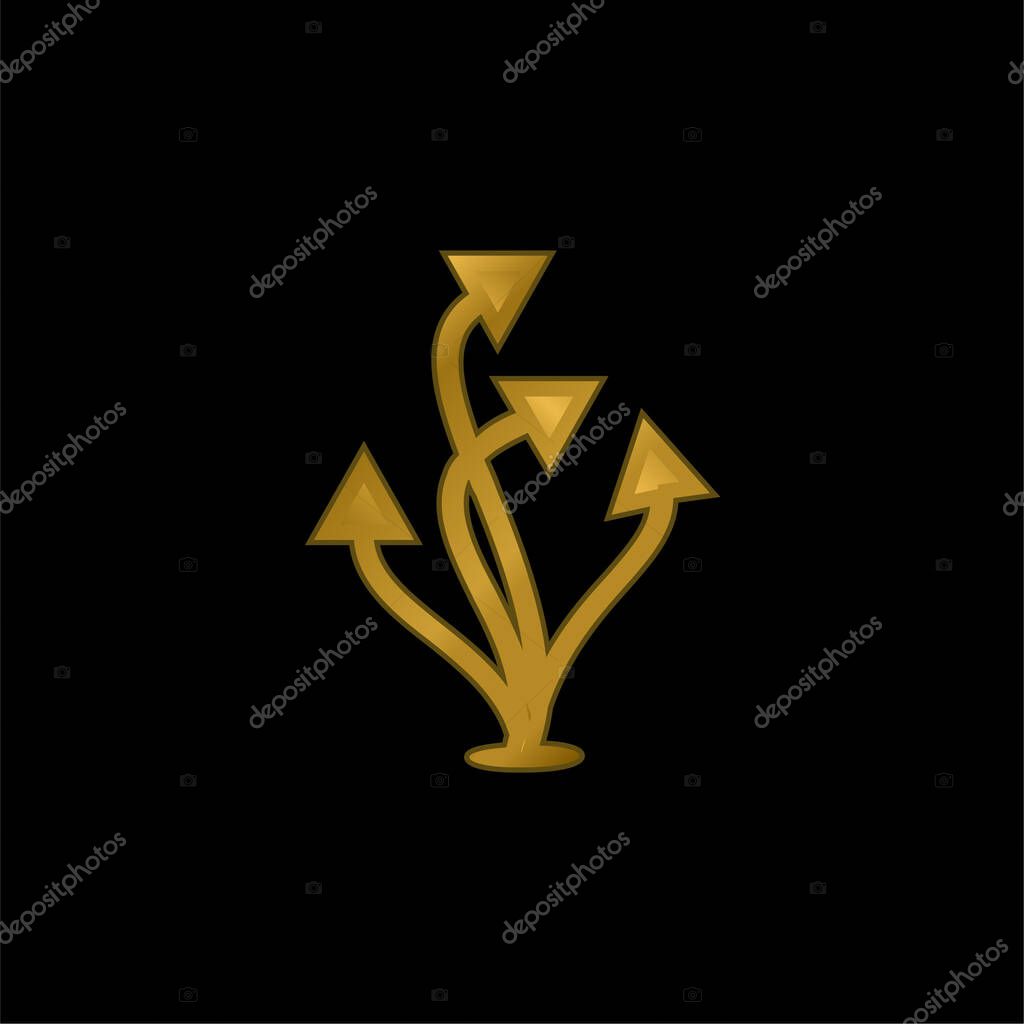 Ascending Arrows Group gold plated metalic icon or logo vector