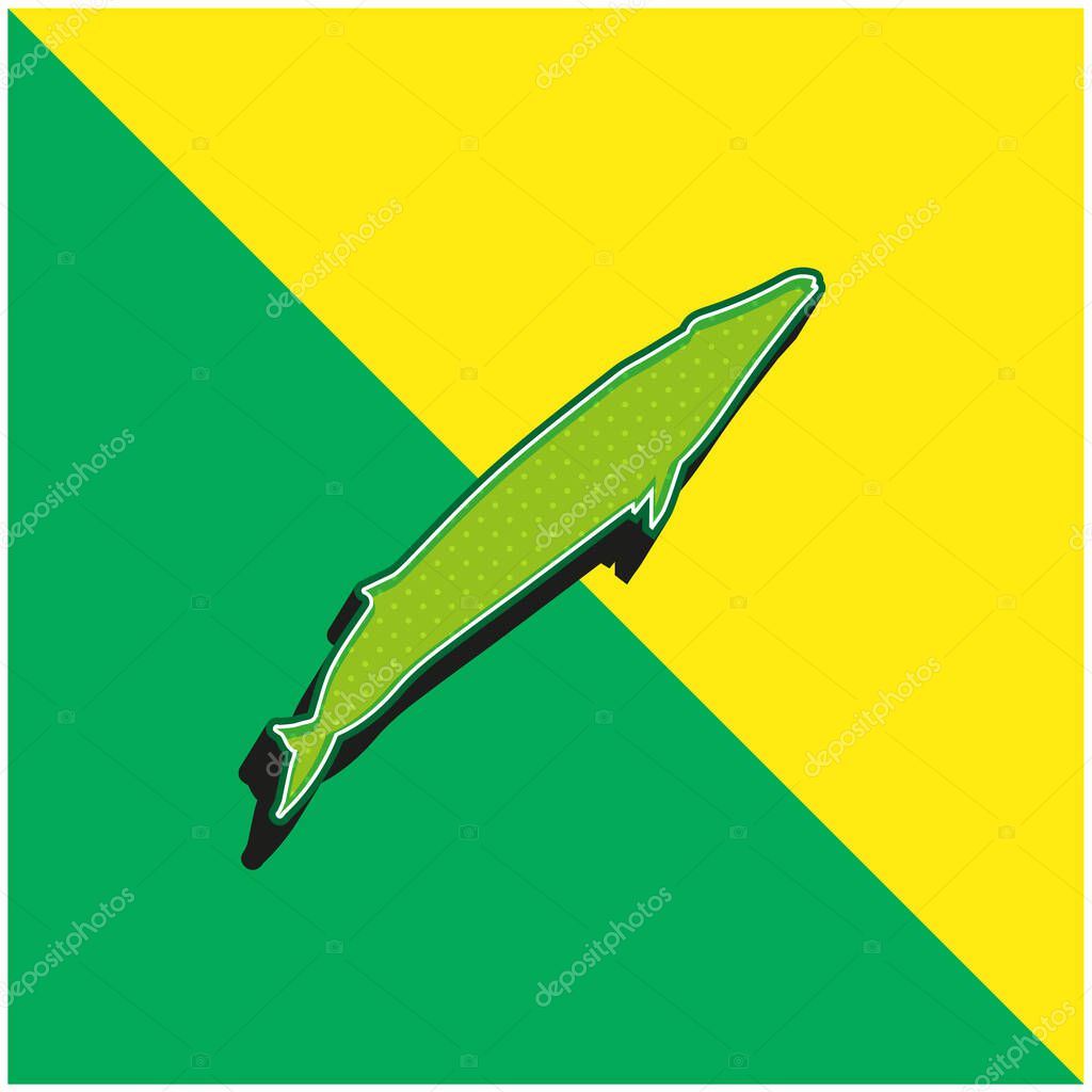 Blue Whale Shape Green and yellow modern 3d vector icon logo