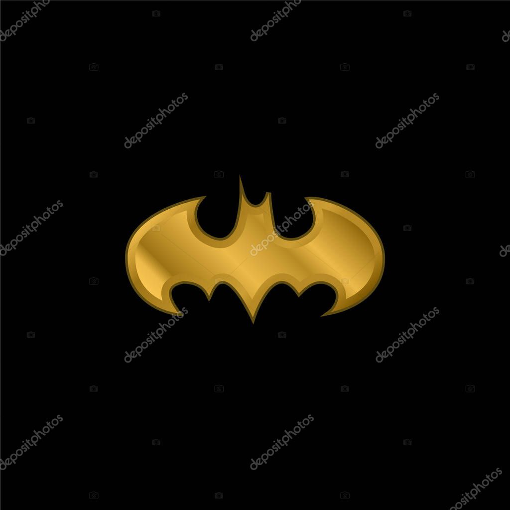 Bat With Open Wings Logo Variant gold plated metalic icon or logo vector