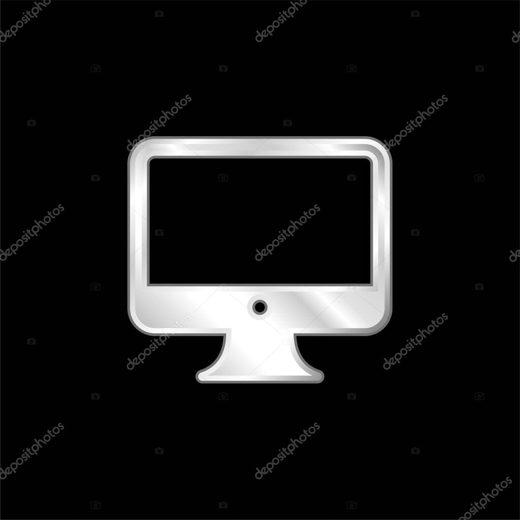 Big Computer Monitor silver plated metallic icon
