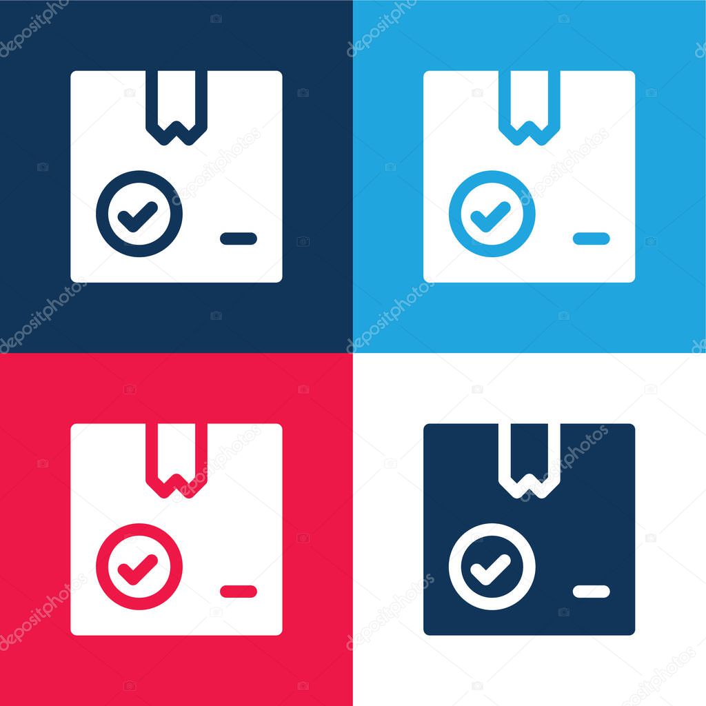 Box blue and red four color minimal icon set