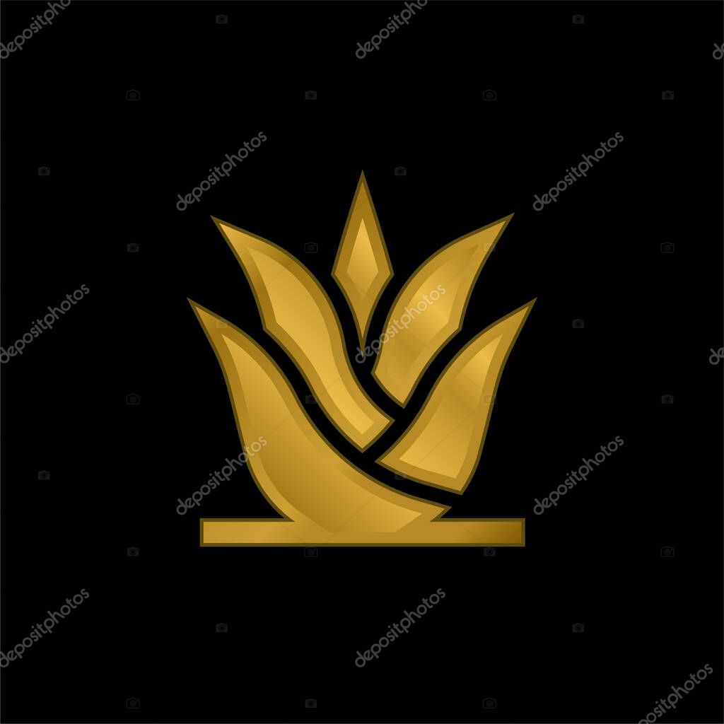 Aloe Vera gold plated metalic icon or logo vector