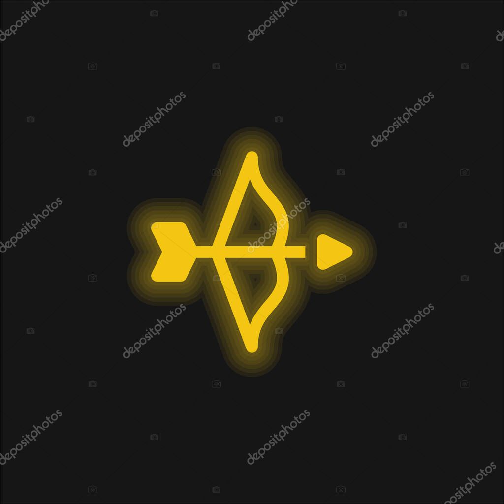 Bow yellow glowing neon icon