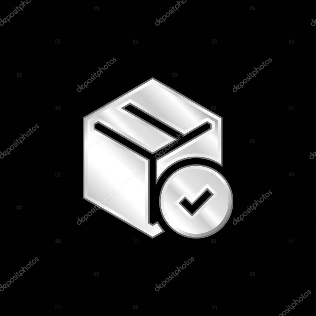 Box silver plated metallic icon