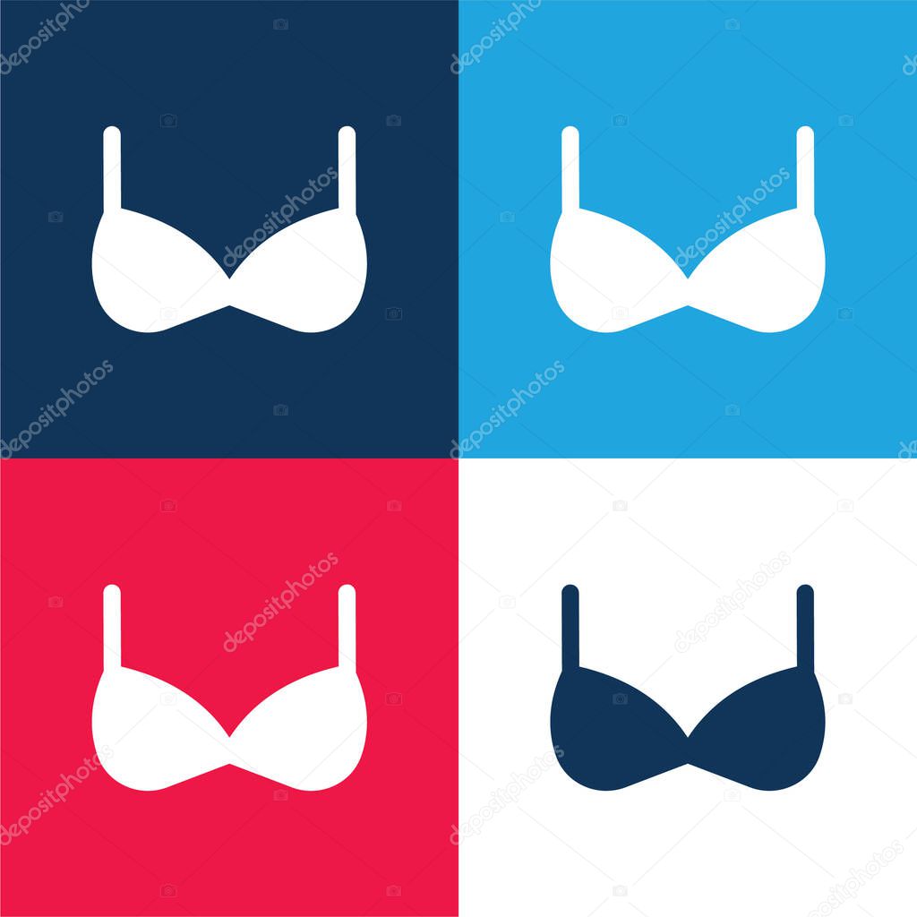 Bra blue and red four color minimal icon set