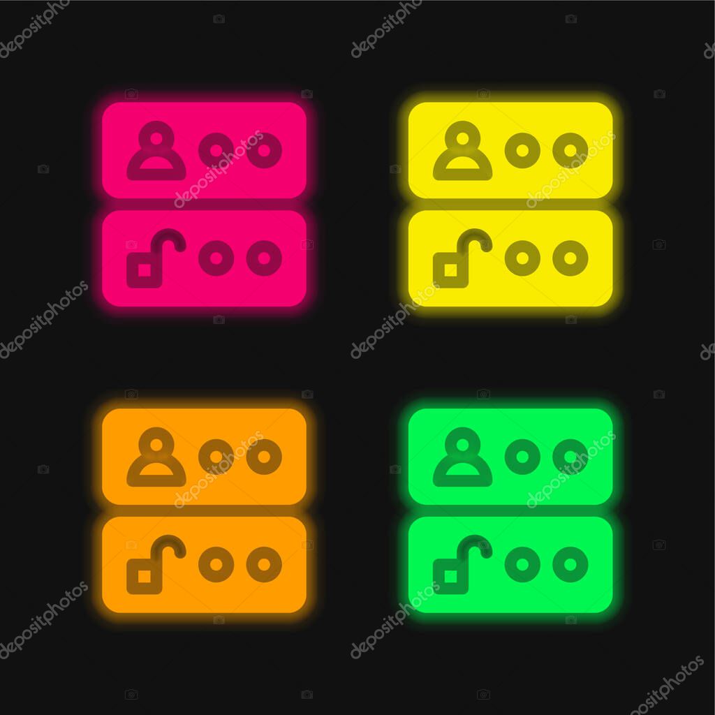 Access four color glowing neon vector icon