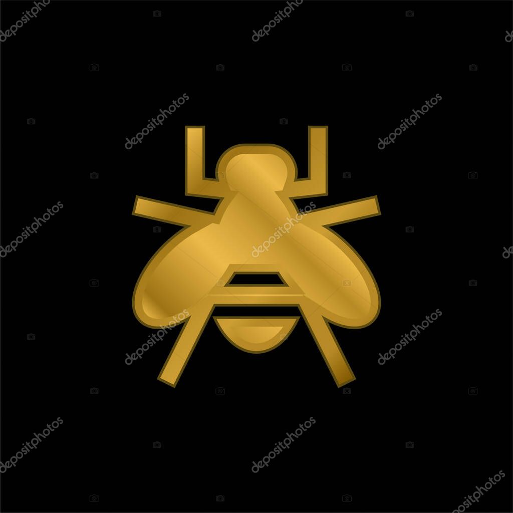 Bee gold plated metalic icon or logo vector