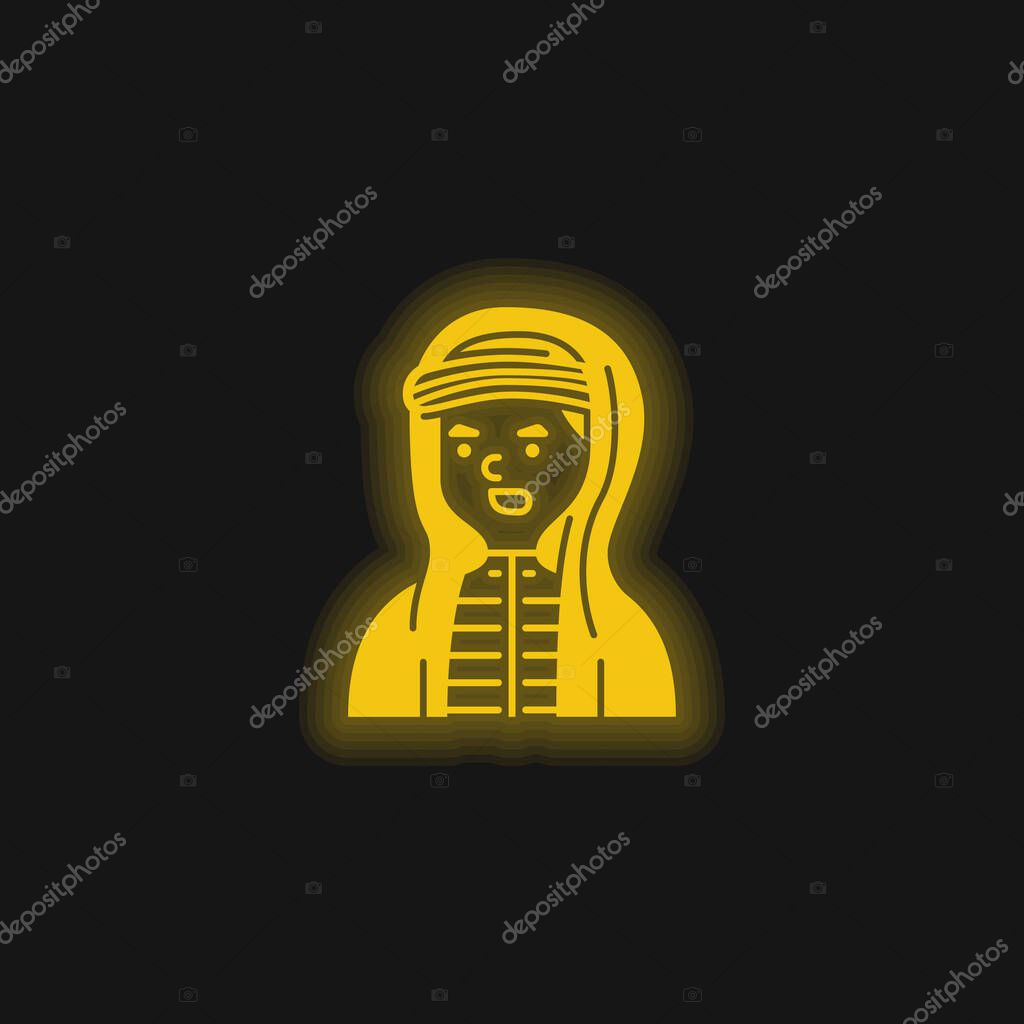 Boy yellow glowing neon icon
