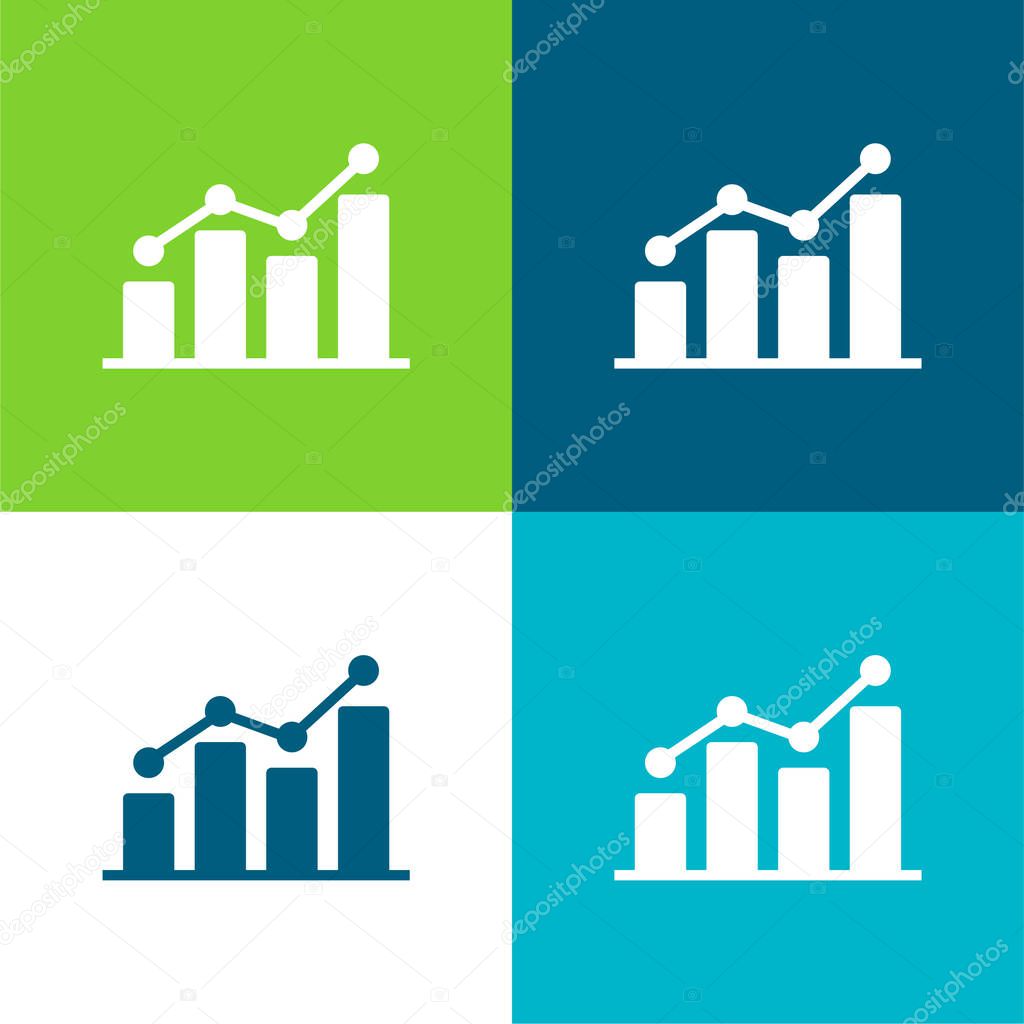 Analytics Flat four color minimal icon set