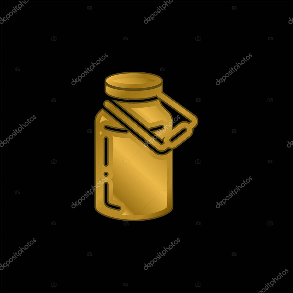 Bottle gold plated metalic icon or logo vector