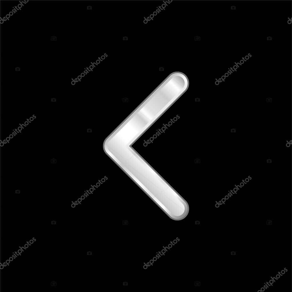 Arrowhead Thin Outline To The Left silver plated metallic icon