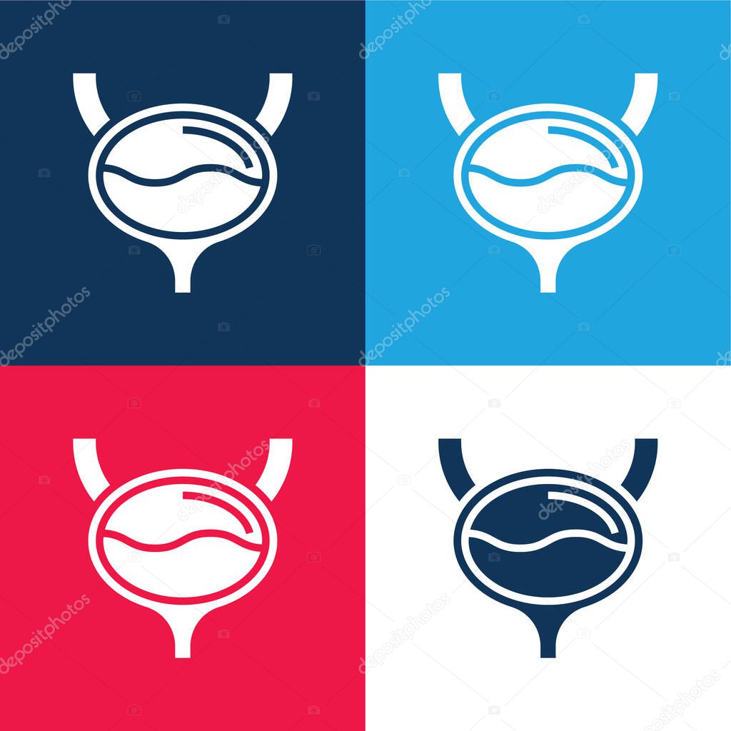 Bladder blue and red four color minimal icon set