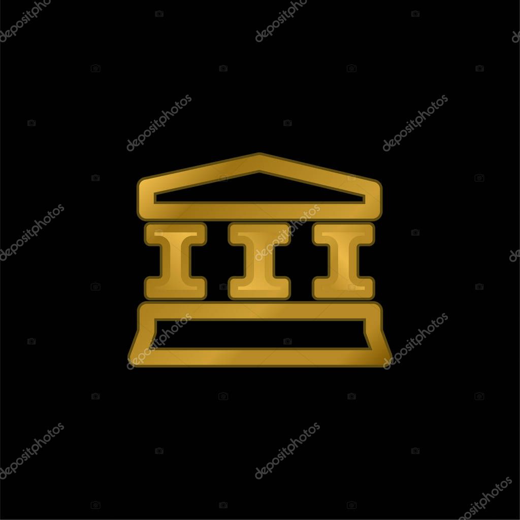 Bank Sign gold plated metalic icon or logo vector