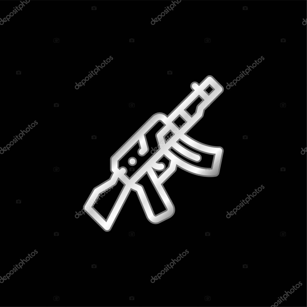 Assault Rifle silver plated metallic icon