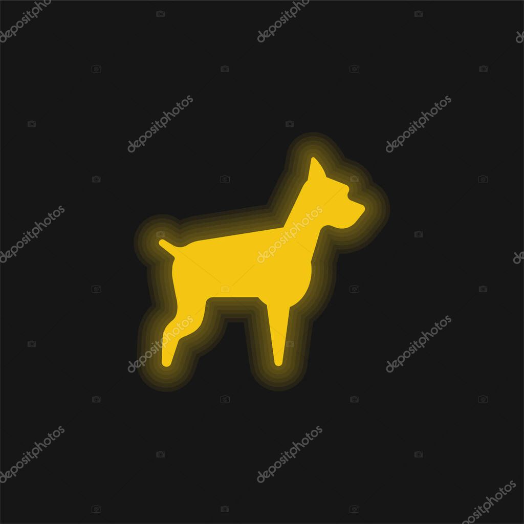 Big Dog yellow glowing neon icon