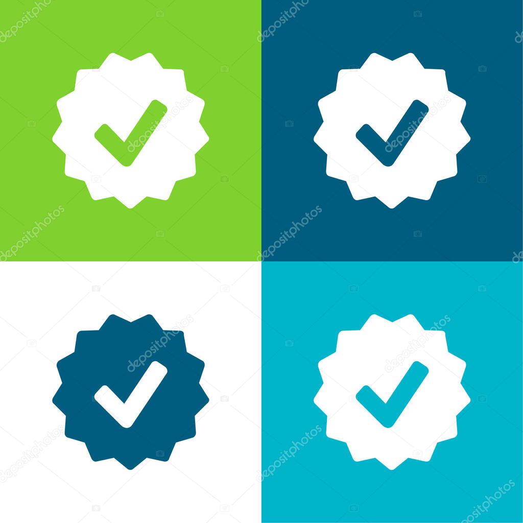 Approval Symbol In Badge Flat four color minimal icon set