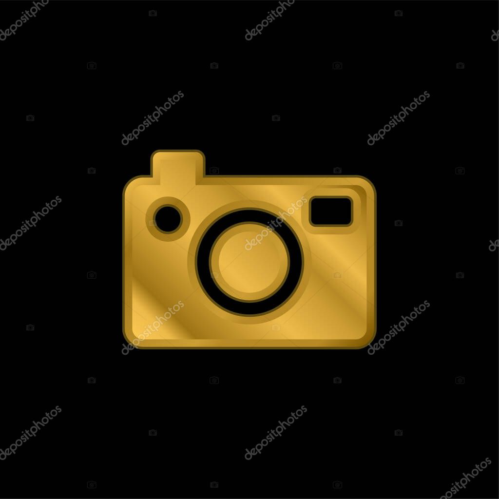 Big Photo Camera gold plated metalic icon or logo vector