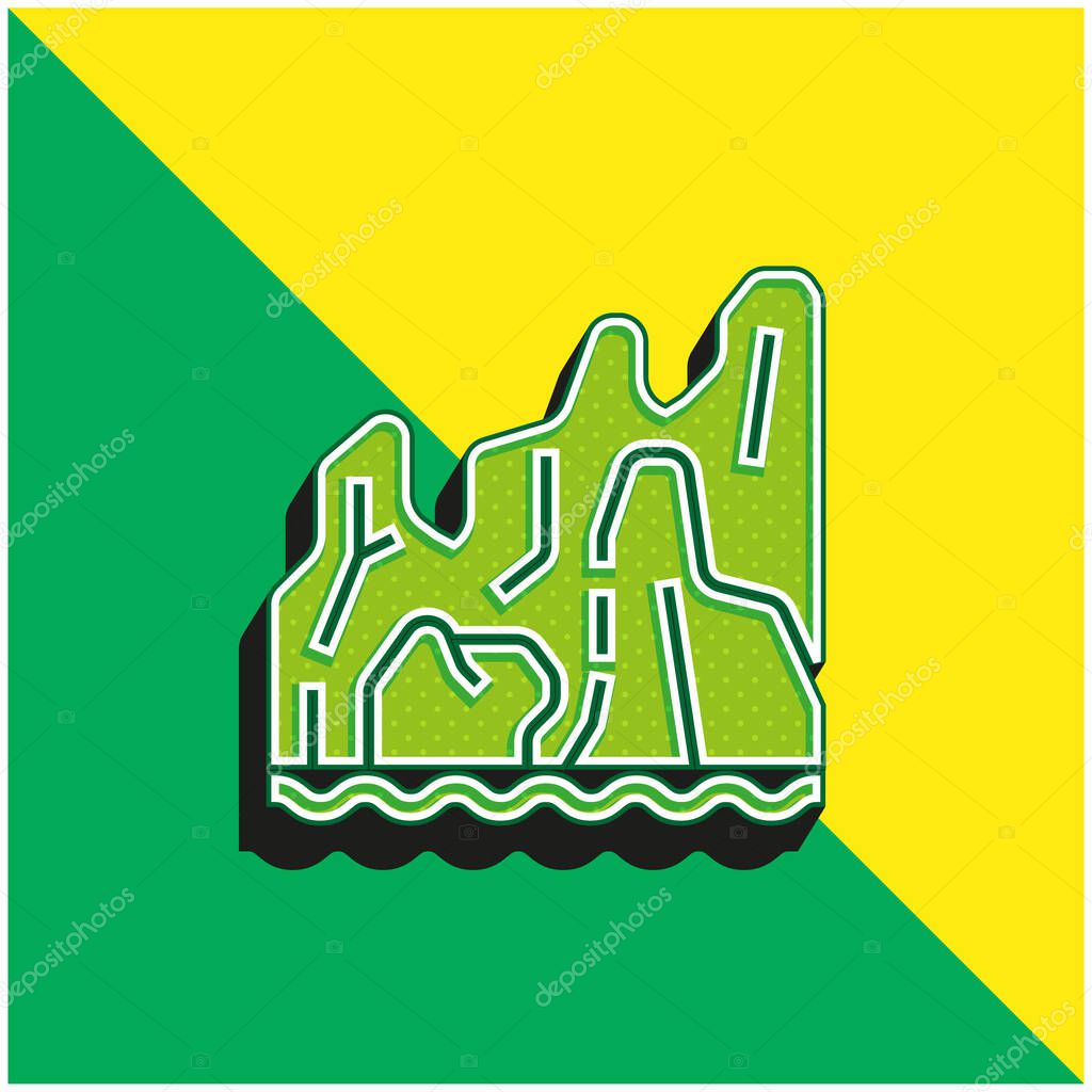 Beach Green and yellow modern 3d vector icon logo