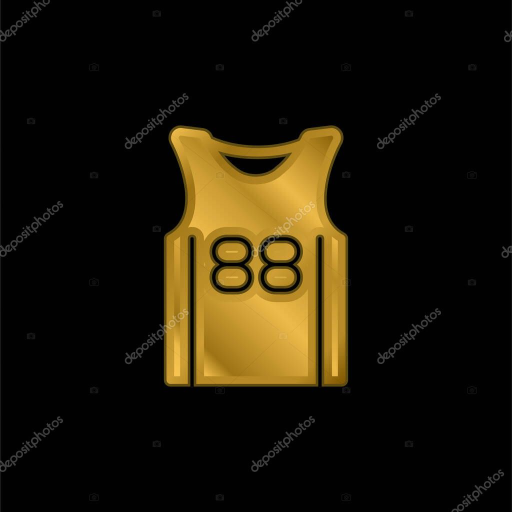 Basketball Jersey gold plated metalic icon or logo vector