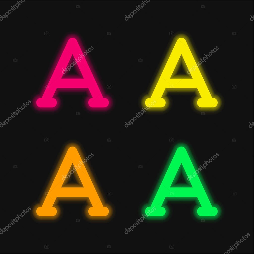 Alpha four color glowing neon vector icon