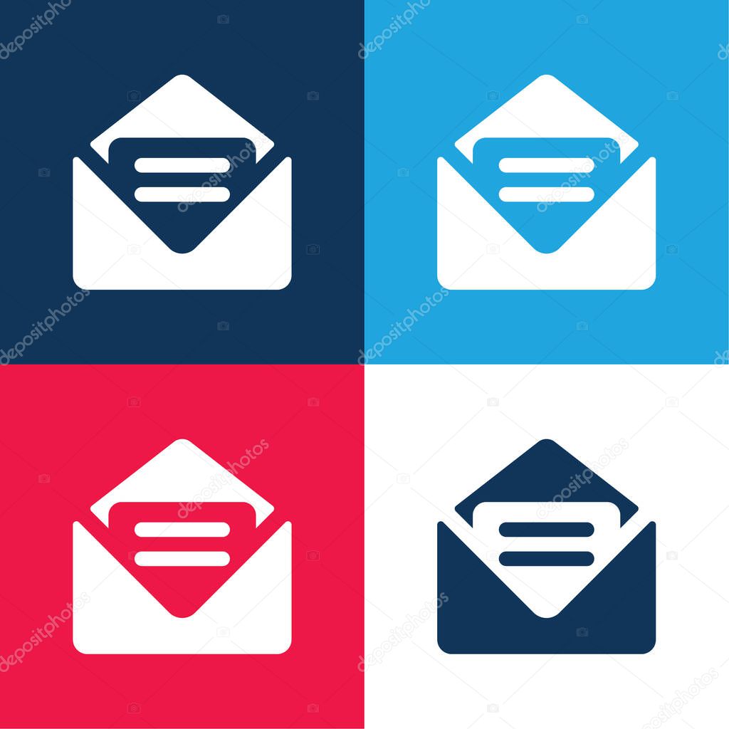 Big New Email blue and red four color minimal icon set