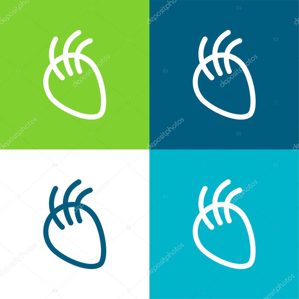 Body Part With Lines Flat four color minimal icon set