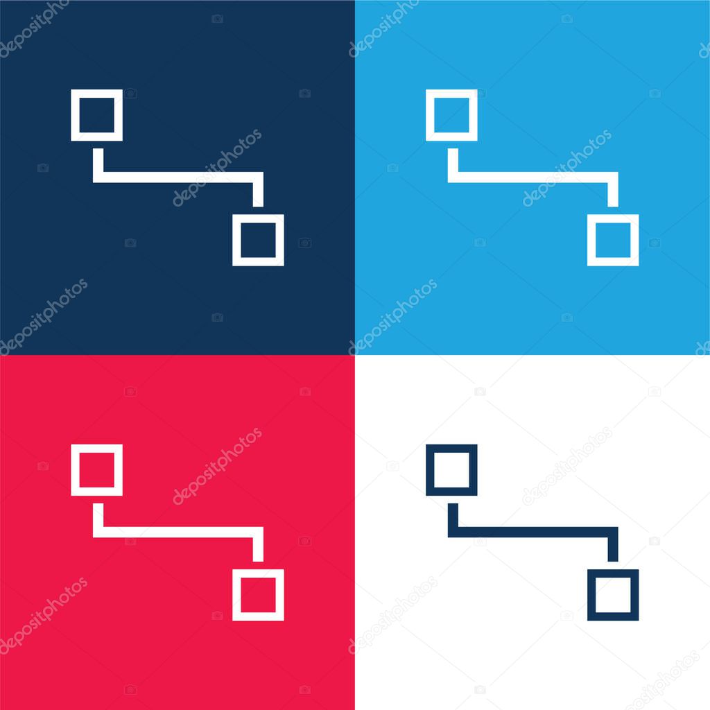 Block Schemes Of Two Squares Outlines blue and red four color minimal icon set