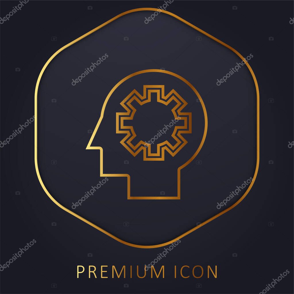 Brain Process golden line premium logo or icon