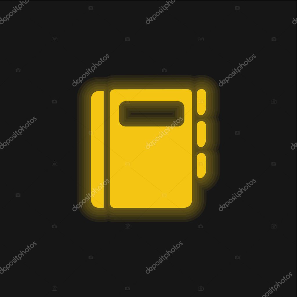 Agenda Book yellow glowing neon icon