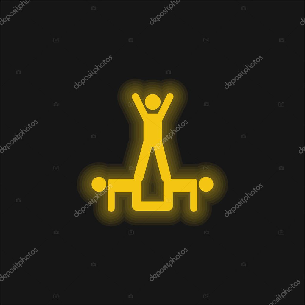 Acrobatics Acrobats Group Silhouette yellow glowing neon icon
