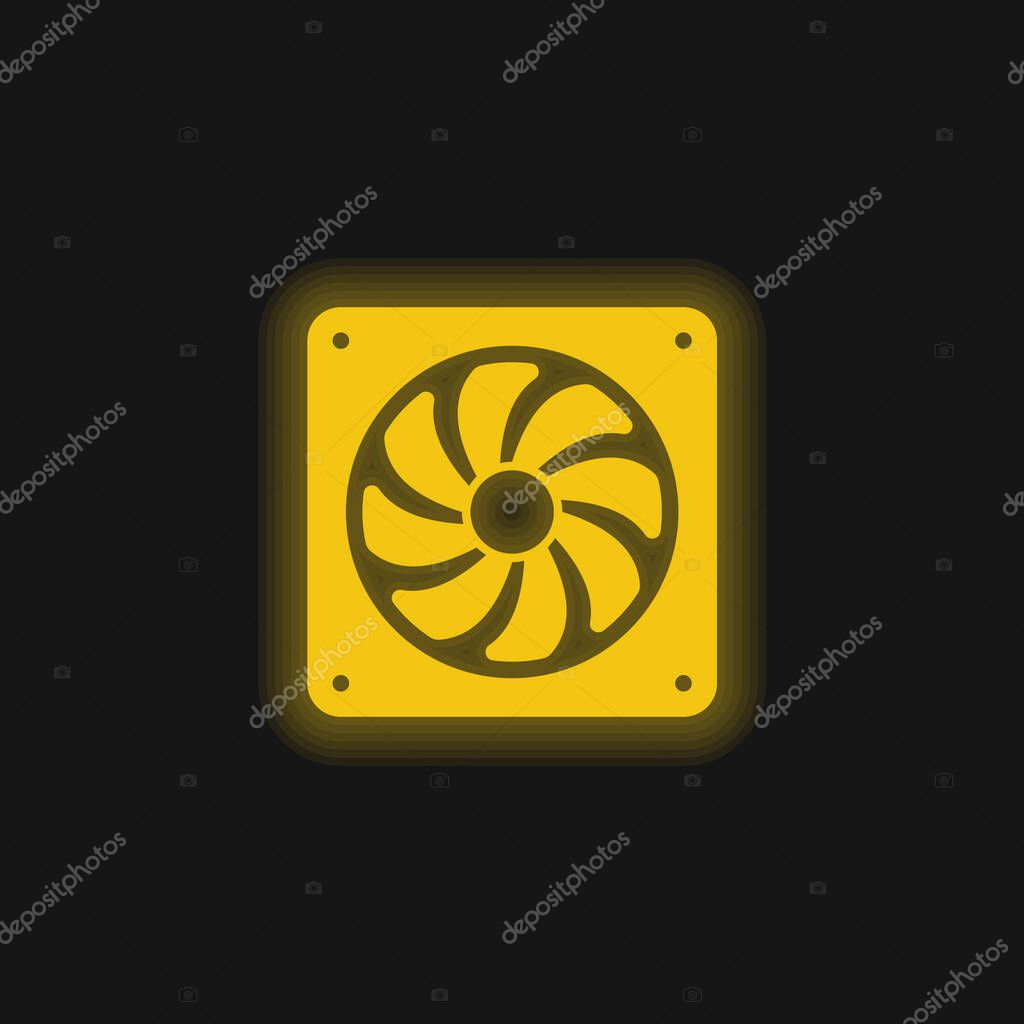 Big Electric Fan yellow glowing neon icon