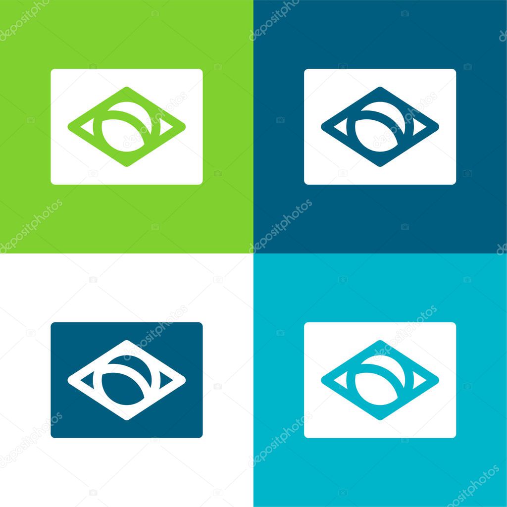 Brazil blue and red four color minimal icon set