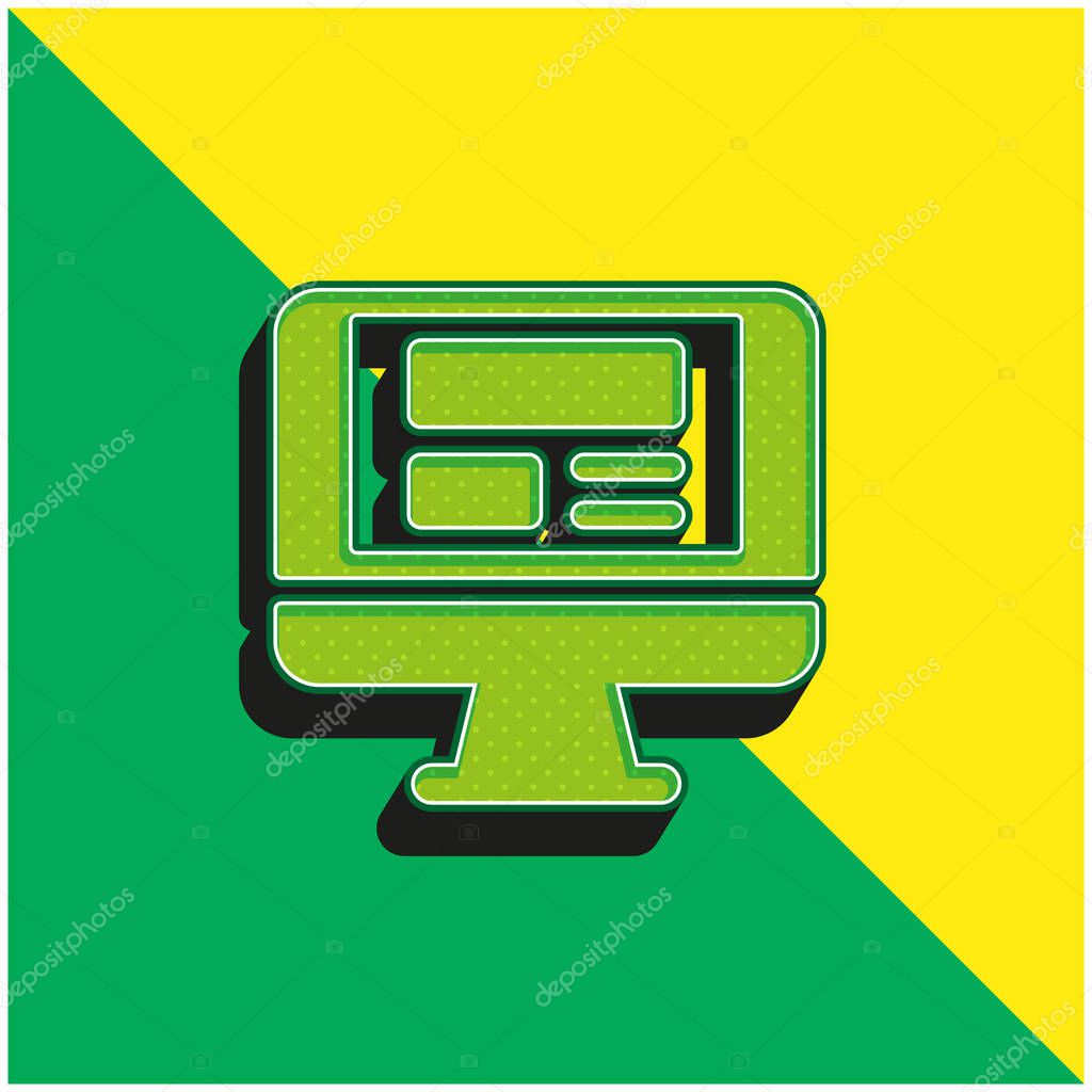 Blogging Green and yellow modern 3d vector icon logo